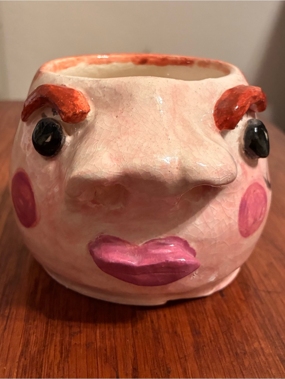 Lulu Eggly Egg Separator Ugly Face Snot Nose Handmade Ceramics Signed